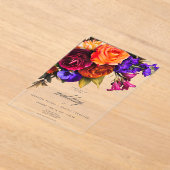 Invitations En Acrylique Élégant Moody Vibrant Harvest Floral Mariage (Poser)