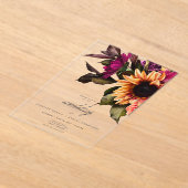 Invitations En Acrylique Élégant Moody Vibrant Sunset Floral Mariage (Poser)