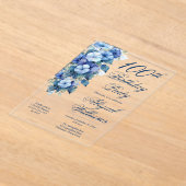 Invitations En Acrylique Elegant Morning Glory Blue Floral 100th Birthday (Poser)