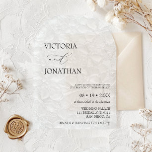 Invitations En Acrylique Élégant motif floral blanc pour mariage