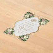 Invitations En Acrylique Élégant musulman floral Nikkah (Poser)