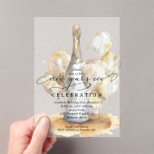 Invitations En Acrylique Elegant New Year's Eve Champagne & Balloons (In situ (ordinateur de poche))