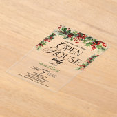 Invitations En Acrylique Élégant Noël Floral Holly Noël Open House (Poser)