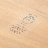 Invitations En Acrylique élégant nœud bleu | Baptême (Poser)
