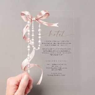 Invitations En Acrylique Élégant nœud papillon et chapelet Hôtel Enclosure
