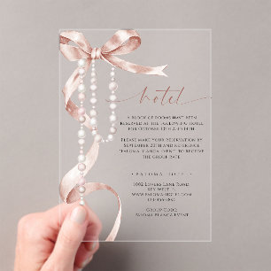 Invitations En Acrylique Élégant nœud papillon moka et chapelet Enclosure p