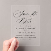 Invitations En Acrylique Élégant Noir Calligraphie Mariage Enregistrer les  (In situ (ordinateur de poche))