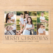 Invitations En Acrylique Elégant noir Joyeux Noël photo Collage (Recto)