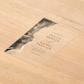 Invitations En Acrylique Elégant Noir Or Agate Mariage Élégant Chic (Poser)