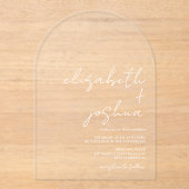 Invitations En Acrylique Elégant nom blanc calligraphie mariage moderne (Recto)