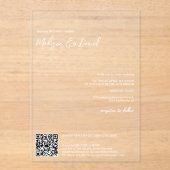 Invitations En Acrylique Elégant nom blanc calligraphie Qr code mariage (Recto)