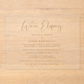 Invitations En Acrylique Elégant Nous sommes Eloping Gold Mariage Réception (Recto)