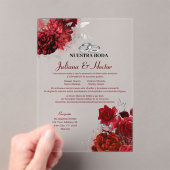 Invitations En Acrylique Elegant Nuestra Boda Red Floral Wedding (In situ (ordinateur de poche))
