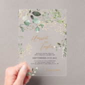 Invitations En Acrylique Elégant or et verdure Eucalyptus Mariage (In situ (ordinateur de poche))