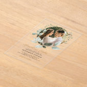 Invitations En Acrylique Elégant or et verdure Eucalyptus Mariage photo (Poser)
