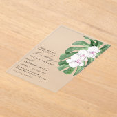 Invitations En Acrylique Elegant Orchid on Tropical leaf script wedding (Poser)