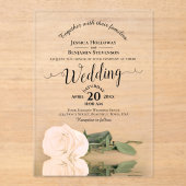 Invitations En Acrylique Élégant Pale Peach Rose Lacy Calligraphie Mariage (Recto)