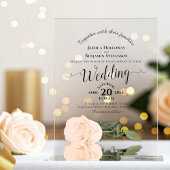 Invitations En Acrylique Élégant Pale Peach Rose Lacy Calligraphie Mariage