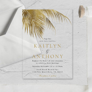 Invitations En Acrylique Elégant Palm Tree Plage Tropical Mariage