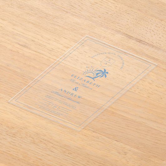 Invitations En Acrylique Elégant palmier main Mariage tiré (Poser)