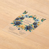 Invitations En Acrylique Élégant papillons floraux QUINCEANERA Clear (Poser)