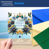 Invitations En Acrylique Élégant papillons floraux QUINCEANERA Clear