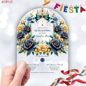 Invitations En Acrylique Élégant papillons floraux QUINCEANERA Clear