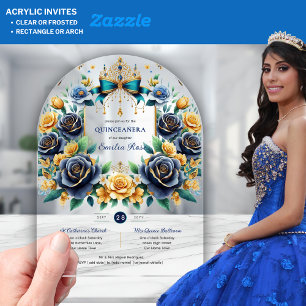 Invitations En Acrylique Elegant papillons floraux QUINCEANERA Transparent
