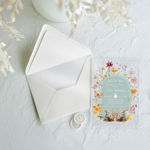 Invitations En Acrylique Elegant ParTea d'anniversaire de Pâques aux fleurs