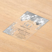 Invitations En Acrylique Élégant Parties scintillant d'argent Ballons 90e a (Poser)