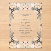 Invitations En Acrylique Élégant Pastel Floral Mariage (Recto)
