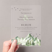 Invitations En Acrylique Elégant paysage serein vert montain mariage (In situ (ordinateur de poche))