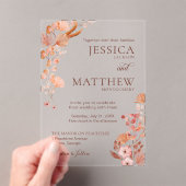 Invitations En Acrylique Elégant Pêche Boho Style Floral Acrylique Invitati (In situ (ordinateur de poche))
