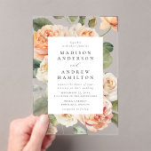 Invitations En Acrylique Elegant Pêche et Rose de crème Mariage (In situ (ordinateur de poche))
