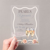 Invitations En Acrylique Elégant Perles & Prosecco Douche nuptiale (In situ (ordinateur de poche))