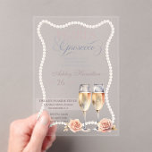 Invitations En Acrylique Elégant Perles & Prosecco Douche nuptiale (In situ (ordinateur de poche))