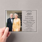 Invitations En Acrylique Elegant Photo 50th Wedding Anniversary Party (In situ (ordinateur de poche))