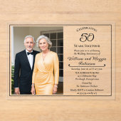 Invitations En Acrylique Elegant Photo 50th Wedding Anniversary Party (Recto)