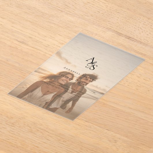 Invitations En Acrylique Élégant, Photo, Classique, Monogramme, Mariage (Poser)
