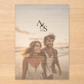 Invitations En Acrylique Élégant, Photo, Classique, Monogramme, Mariage (Recto)