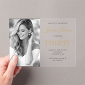 Invitations En Acrylique Elegant Photo Gold Script Minimal 30th Birthday (In situ (ordinateur de poche))