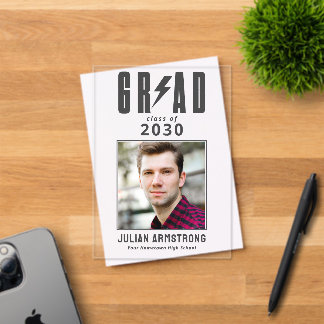 Invitations En Acrylique Elegant Photo Graduation Announcement 2026 Grad