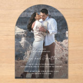 Invitations En Acrylique Élégant Photo Mariage moderne (Recto)