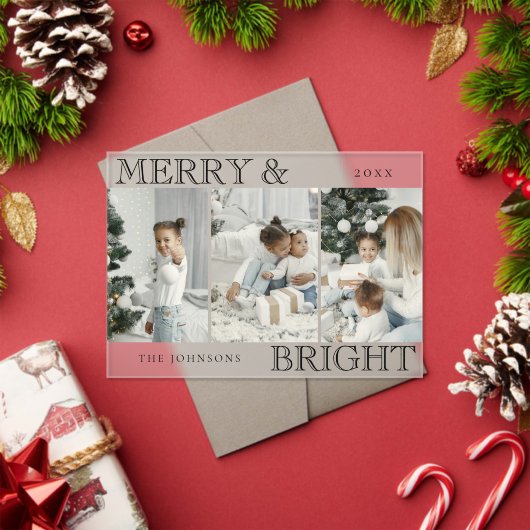 Invitations En Acrylique Elegant Photo | Merry and Bright Christmas Card (Insitu (vacances))