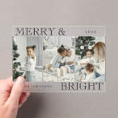 Invitations En Acrylique Elegant Photo | Merry and Bright Christmas Card (In situ (ordinateur de poche))