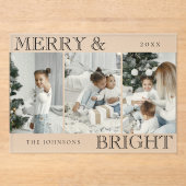Invitations En Acrylique Elegant Photo | Merry and Bright Christmas Card (Recto)