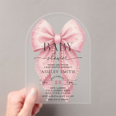 Invitations En Acrylique Elegant Pink Pearl Bow Baby Shower (In situ (ordinateur de poche))