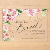 Invitations En Acrylique Elégant Pink Peonies Mère's Day Brunch (Recto)