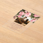 Invitations En Acrylique Elegant Pink White 3D Roses Wedding (Poser)