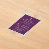 Invitations En Acrylique Elegant Plum Purple & Silver Catholic Wedding (Poser)